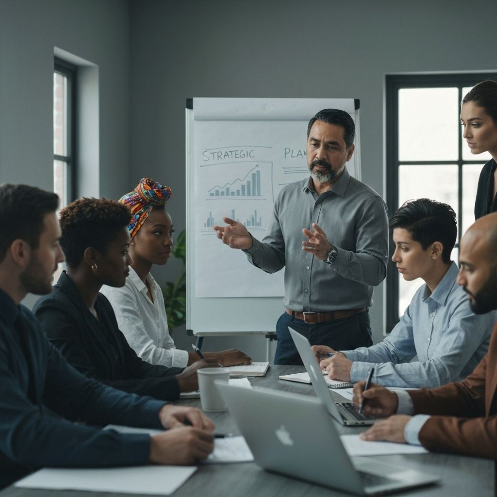 Strategic planning session with diverse professionals